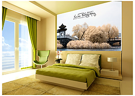 小清新背景墙效果图