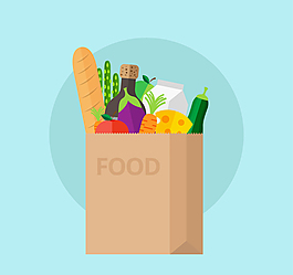 装满食物的纸袋