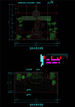 平面图cad景观图纸阳台小景cad景观图纸入口小景古典园林小景分层素材