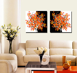 撞色大树装饰画