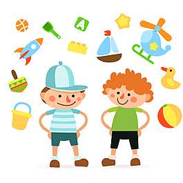男孩插图和玩具图片