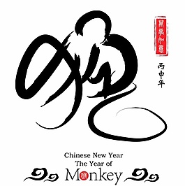 猴年形意字海报