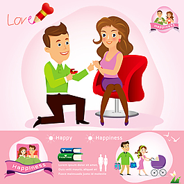 卡通情侣信息图矢量素材