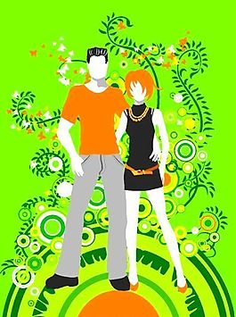 欧美风格人物剪影 矢量EPS_015