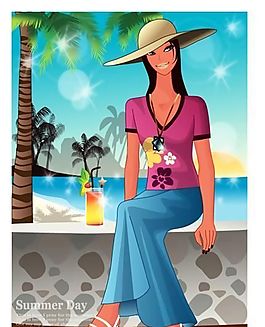 时尚女性 浪漫夏日 沙滩泳装 矢量人物 AI_67