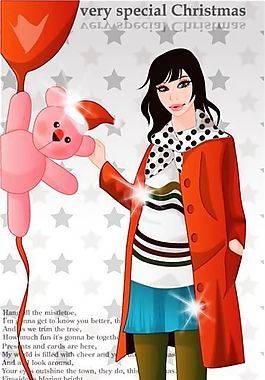 时尚女性 节日装扮 矢量人物 AI_43