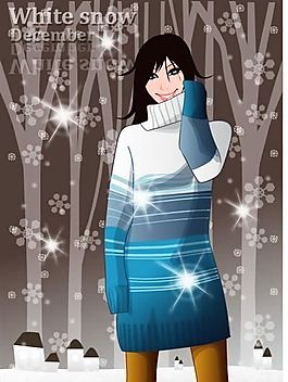 时尚女性 节日装扮 矢量人物 AI_36
