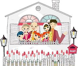 欢乐家庭 家庭生活 矢量 EPS_161