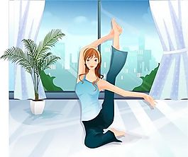 运动女孩矢量素材 ai格式_02