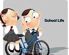 漫画儿童 卡通儿童 学校生活 矢量 EPS格式 117