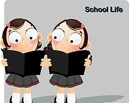 漫画儿童 卡通儿童 学校生活 矢量 EPS格式 111