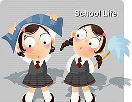 漫画儿童 卡通儿童 学校生活 矢量 EPS格式 109