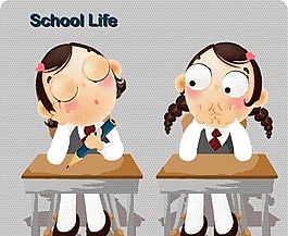 漫画儿童 卡通儿童 学校生活 矢量 EPS格式 107
