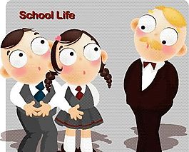 漫画儿童 卡通儿童 学校生活 矢量 EPS格式 102