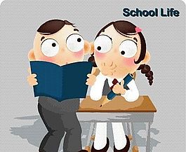 漫画儿童 卡通儿童 学校生活 矢量 EPS格式 100