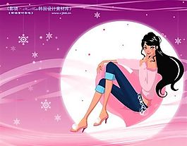 圣诞精品女孩  矢量 卡通人物 AI_0218