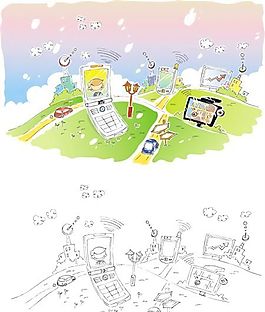 漫画风景 幻想世界 矢量素材 AI_010