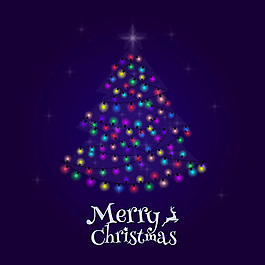 梦幻彩灯圣诞树矢量素材