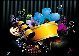 矢量潮流元素 banner 丝带 飘带 立体星星 麦穗 花朵 花纹 蝴蝶 eps格式_01