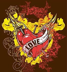 翅膀心形t-shirt图案矢量素材 eps格式_02