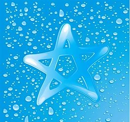 五角星 蓝色 彩色水珠背景矢量素材 ai格式_02