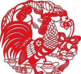 鸡 矢量剪纸 AI源文件