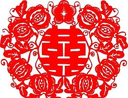 0020_双喜字 囍 吉祥图案 剪纸 矢量AI