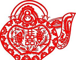 0010_双喜字 囍 吉祥图案 剪纸 矢量AI