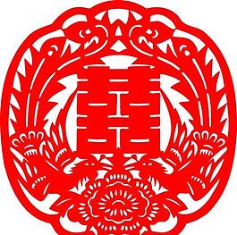 0088_双喜字 囍 吉祥图案 剪纸 矢量AI