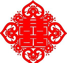 0027_双喜字 囍 吉祥图案 剪纸 矢量AI