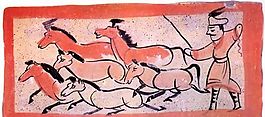 牧马图壁画