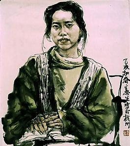 写意肖像 现代人物 国画_0186