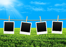 草地蓝天与相片背景