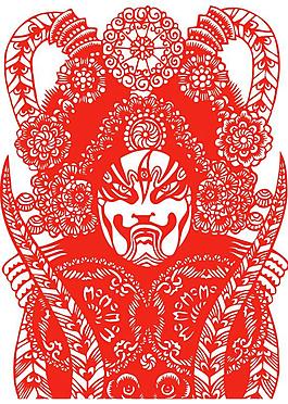 京剧人物剪纸矢量图