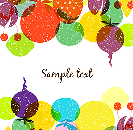 水彩水果做旧背景矢量素材