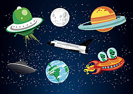 卡通太空元素矢量素材下载