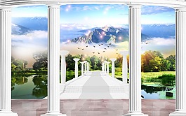 3D罗马柱立体背景墙