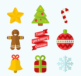 彩色圣诞节图标矢量素材