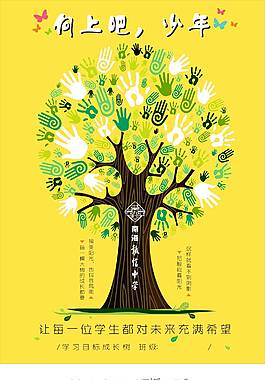 中学生学习目标海报 成长树