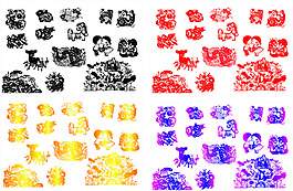 中国艺术剪纸动物人物十二生肖