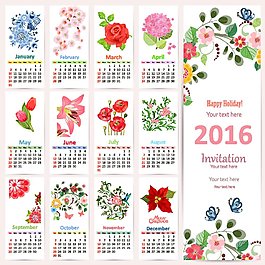 花卉图案2016日历图片