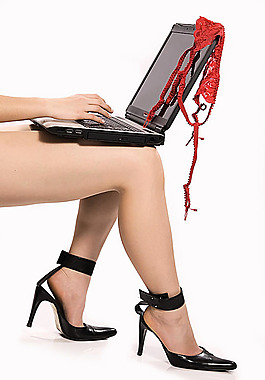 性感美女腿与电脑高清图片