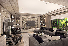 灰色时尚大气客厅设计