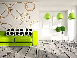 绿色现代主义时尚风格室内装修