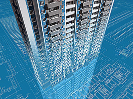 立体建筑大楼与图纸
