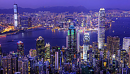 灯光璀璨的城市夜景全景