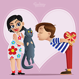 甜美love矢量素材