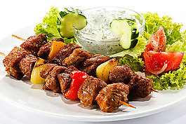肉串与蔬菜背景
