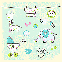 卡通动物婴儿背景