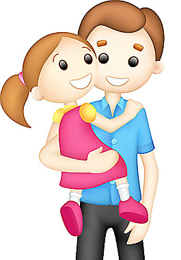 抱女孩的卡通男人